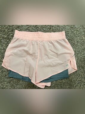 Light Pink Women's Athletic Layered Shorts